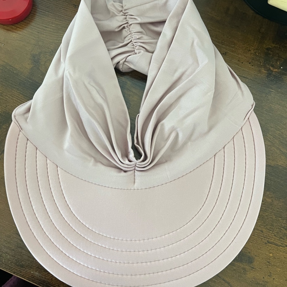 NWT Pleated Sun visor foldable stretchy summer hat for UV protection light pink - Picture 5 of 6